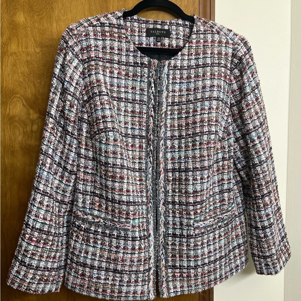 Talbots Adele Multicolor Tweed Blazer Jacket 14W